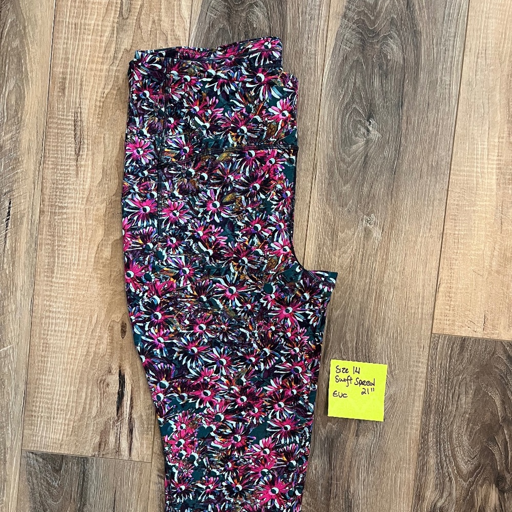 Lululemon Swift Speed Floral Electric Multi Size 14 Leggings